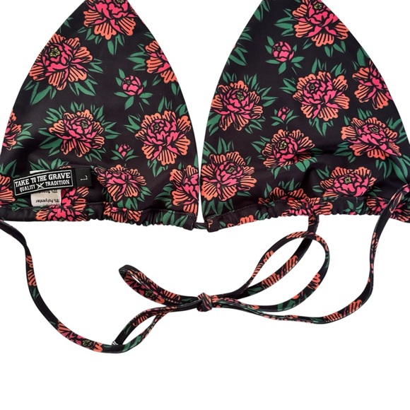 NWOT Take To The Grave American Traditional Floral Bikini Top Size Large - Picture 7 of 7